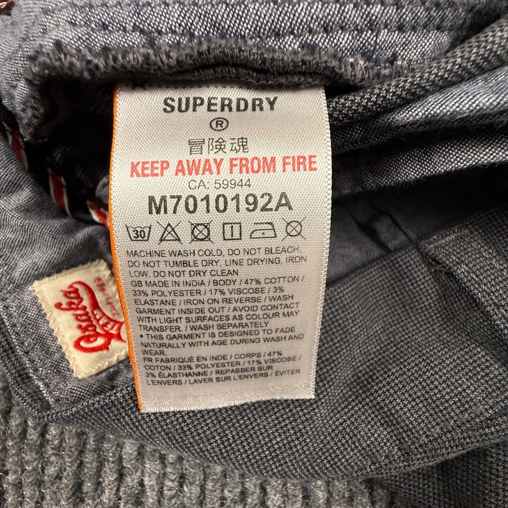 Superdry Osaka Team Mens 34W 32L Grey Slim Chino Pants M7010192A - Picture 11 of 14